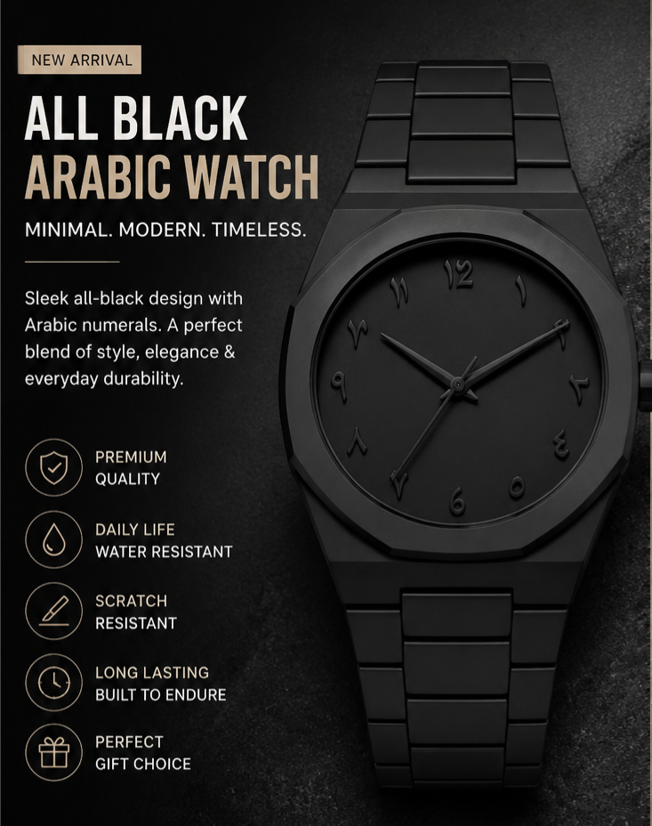Stainless Steel Arabic Watch Arbish Store